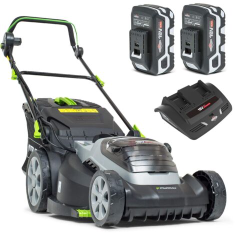 Murray Rasaerba IQ18WM44 a 2x Batteria 18V (36V) agli Ioni di Litio, Larghezza Taglio 44cm, Powered by Briggs & Stratton, fino a 640 m2, Incluso 2 Batteria da 5Ah e Doppio Caricabatteria, Garanzia 5 A