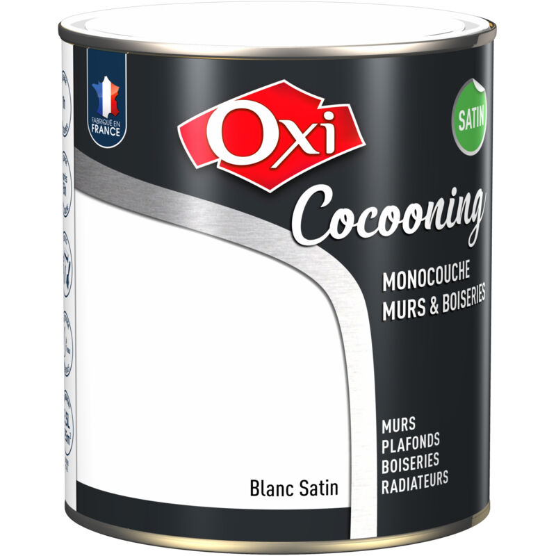 Peinture d'intérieur monocouche pour murs & boiseries oxi cocooning murs & boiseries satin Blanc 2.5 litres