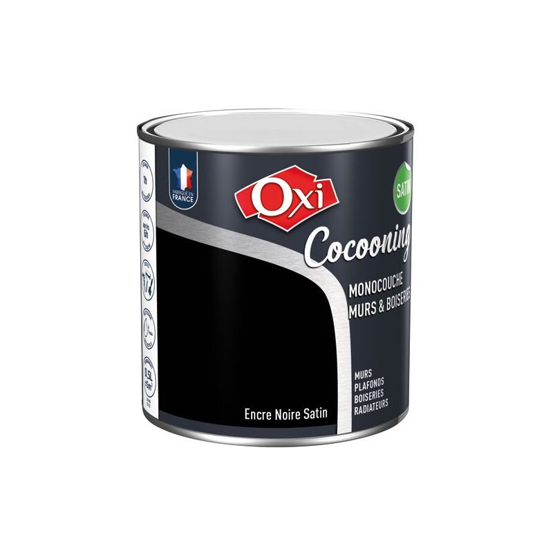 Oxi - Murs bois satin encre noire 0.5l