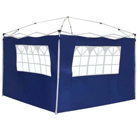 Murs latéraux bleus 3x3 m en tissu Oxford pour tonnelle. Fenêtre intégrée, protection contre le vent et la pluie pour les fêtes et réunions au jardin.