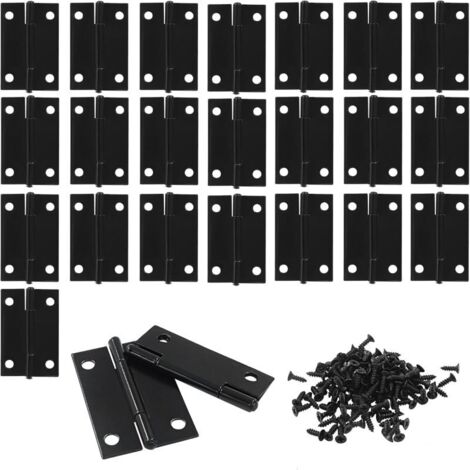 Murtenze Paquete de 24 bisagras para puertas de 1,5 pulgadas, color negro, con tornillos de fijación.