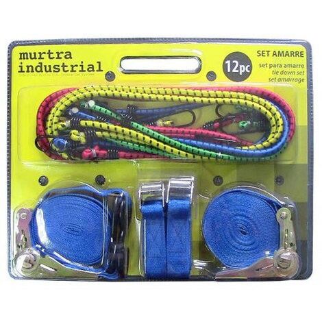 MURTRA ESLINGA TEXTIL RATCHET+GANCHO/HEBILLAS   800KG.25MM.5M.+8 PULPOS 10M