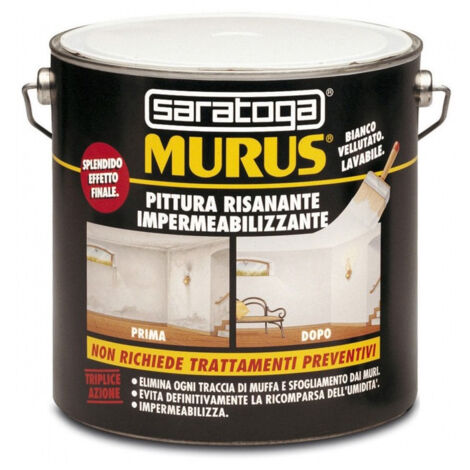 Murus 4lt pittura bianca lavabile risanante impermeabilizzante per interni ed esterni