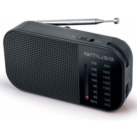 Muse m-025 r schwarz analoges am/fm tragbares Radio mit eingebautem Lautsprecher
