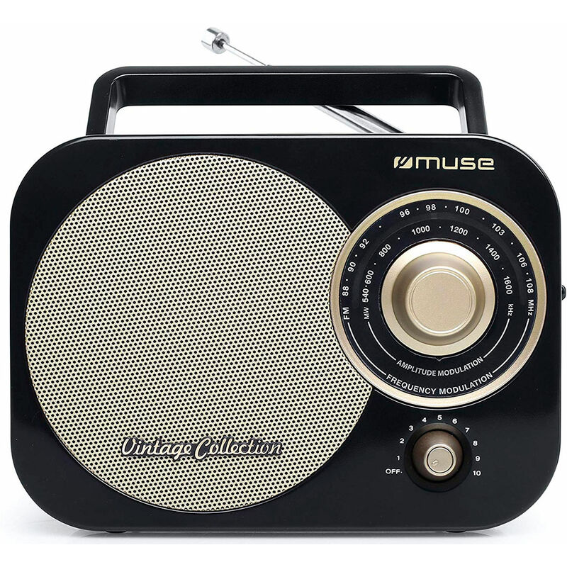 

Muse m-055 rb negro oro radio analógica fm/am con altavoz integrado