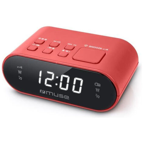 MUSE M-10 RED Radio reveil - horloge 24h - 20 stations - Rouge