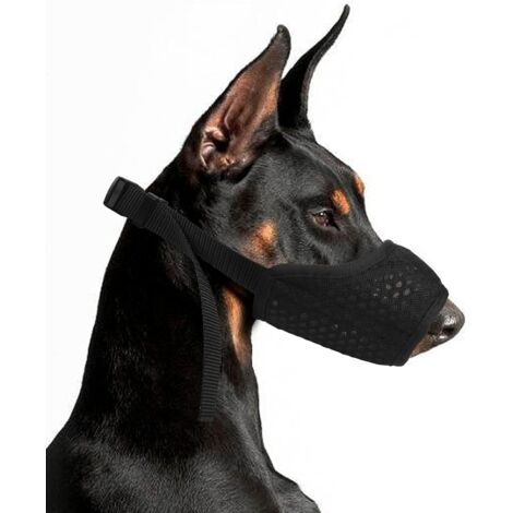 Museliere Chiens, Muselière en Nylon Réglable,Souple Boucle Maille Tissu, Respirante, empêche de Manger, de Mordre et de AboieMent (Noir, S)