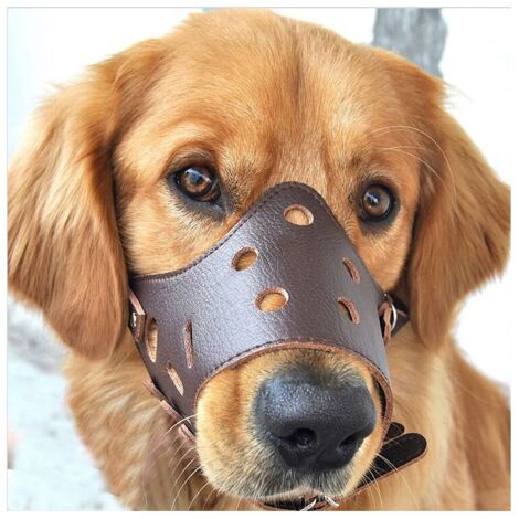 Muselière en cuir pour chien, anti-aboiement, adaptée aux chiens de grande, petite et moyenne taille,XL (35— 60kg)