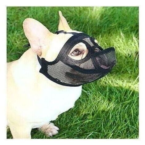 Muselière en maille pour chien, museau court, museau pour chien, museau réglable en maille respirante, museau de bouledogue pour mordre, mâcher, aboiement, masque de chien, noir, S