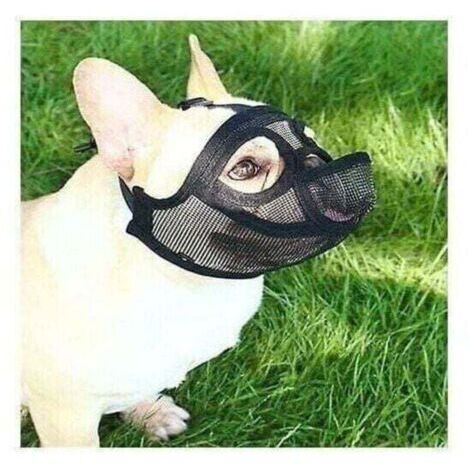 Muselière en maille pour chien, museau court, museau pour chien, museau réglable en maille respirante, museau de bouledogue pour mordre, mâcher, aboiement, masque de chien, noir, S