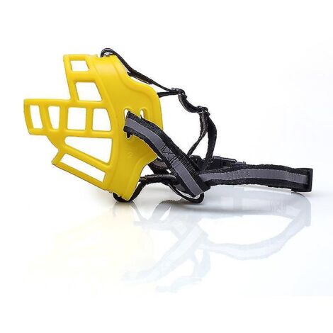 Muselière panier en silicone respirant pour chien, anti-aboiements, anti-morsures et anti-mâchouillage, pour chiens de petite, moyenne et grande taille - Taille 1 - Jaune