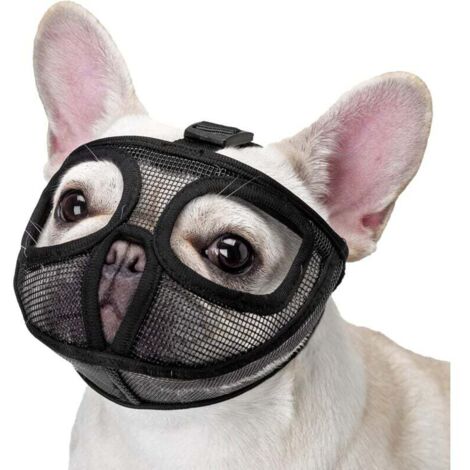 Muselière pour bouledogue, réglable, ne couvre pas les yeux, muselière anti-morsure (taille L, noire)