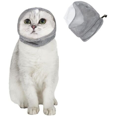 Muselière pour Chat avec Maille Respirante, Masque Anti-léchage de Chaton, Couvre-tête Anti-Morsure pour Le Toilettage des Chats, la Coupe des Ongles, Le Bain