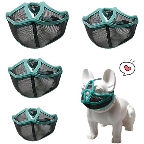 Muselière pour chien à museau court, ajustable, en maille respirante, pour bouledogue français et carlin - Taille S - Noir