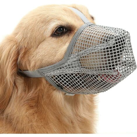 Muselière pour chien avec sangles réglables, muselières recouvertes de filet doux pour petits chiens de taille moyenne - Gris L