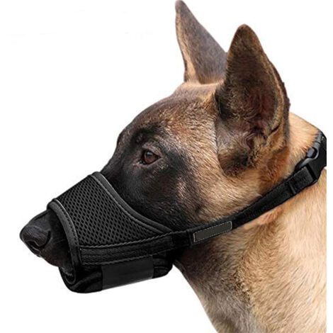 Muselière réglable en nylon pour chien, couleur noire, taille L