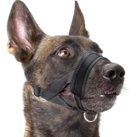 Muselière souple en nylon pour chien, anti-morsure, anti-aboiement, anti-mâchouillage, anneau réglable (XL, noir) - XXL - Rouge