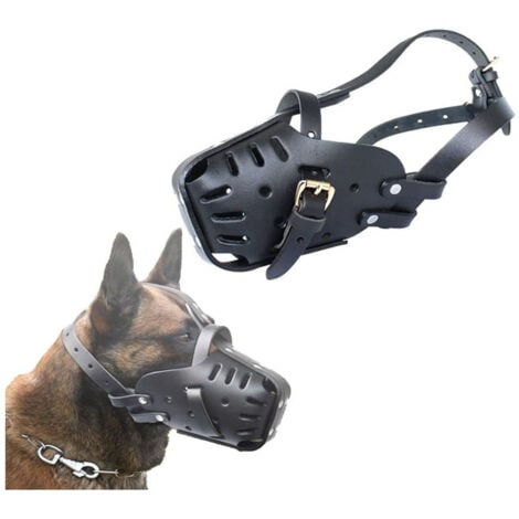 IKODM Muselières pour Animaux de Compagnie - Cuir - Fait à - Chiens Taille Moyenne et Grande - Berger Allemand Doberman - Masques Anti-Morsure Le Dressage Chiens - Muselières défense Macaron