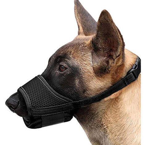 Museruola flessibile e regolabile in nylon per cani di piccola e media taglia, antiabbaio e antimorso, taglia M, nera.