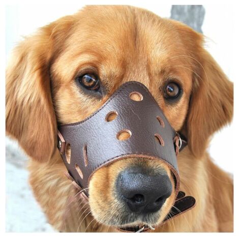 Museruola in pelle antiabbaio per cani di taglia grande, piccola e media, L, di DEBUNS