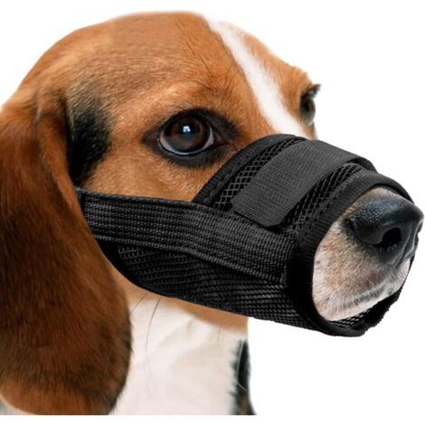 Museruola per cani in nylon traspirante e regolabile, con regolazione rapida, antiabbaio e antimorso (taglia M, nera)