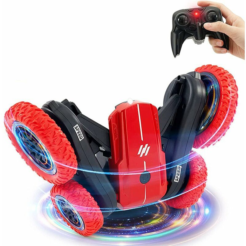 

Musica ligera Acrobacias de doble cara Automovil Rollo Deformacion Flor Brazo oscilante Juguete giratorio Automovil Control remoto electrico,rojo