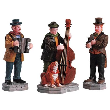 Musicisti Trio da strada, personaggi per villaggio di Natale in poliresina