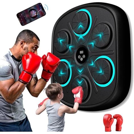 Musik Boxing Machine, Bluetooth Intelligente Boxmaschine Zur Wandmontage, Boxen Training Geräte mit Boxhandschuhen für Kinder, Erwachsene, Heimtraining, Fitnessstudio