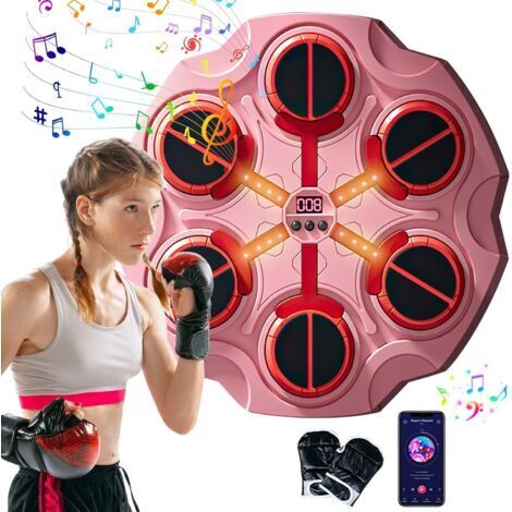 Musikalische Boxmaschine, 2024 Neue intelligente Wandboxmaschine - Bluetooth mit Boxhandschuhen für Erwachsene und Kinder, 9 Geschwindigkeits- und Countdown-Modi