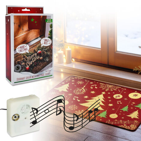 Musikalischer Türmatten Sensor mit 2 Weihnachtsliedern - 34 x 24 cm - Weihnachtsmusik Trittsensor für jede Fußmatte