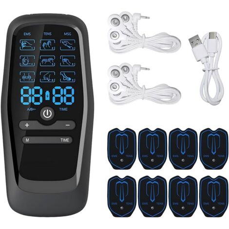Muskelstimulator – 1 Stück – Schwarzes ABS – 9 TENS/EMS-Modi – Schmerzlinderung – 14 x 6,6 cm