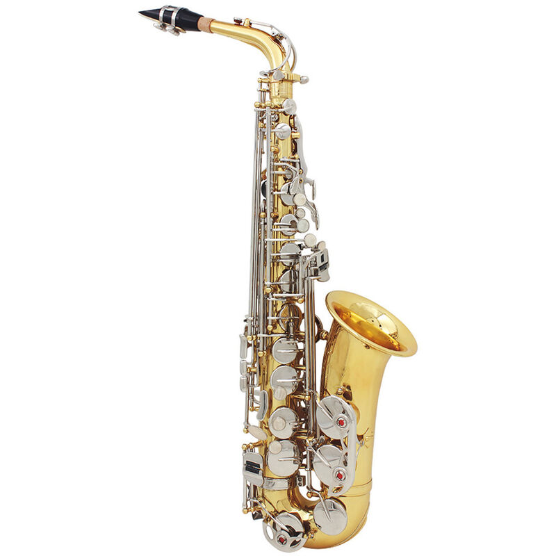 

Muslady Saxofon Alto Saxo Laton Brillo Grabado Eb E-Flat Concha Blanca Natural Boton Instrumento de Viento con Estuche Guantes Silenciosos Pano de