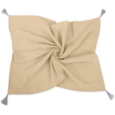 Musselin-Babydecke mit Quasten - Kamel