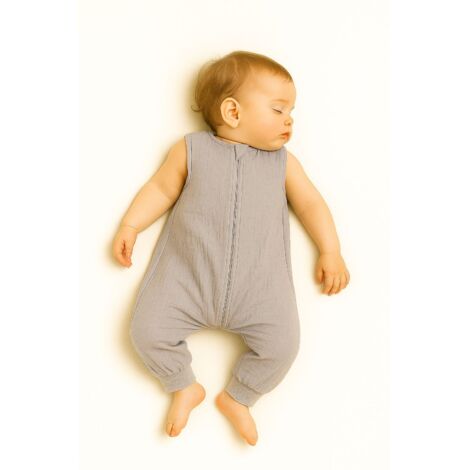Musselin-Schlafsack für Kinder mit Beinen L 9-24 Monate Sommer TOG 1.0 - grau