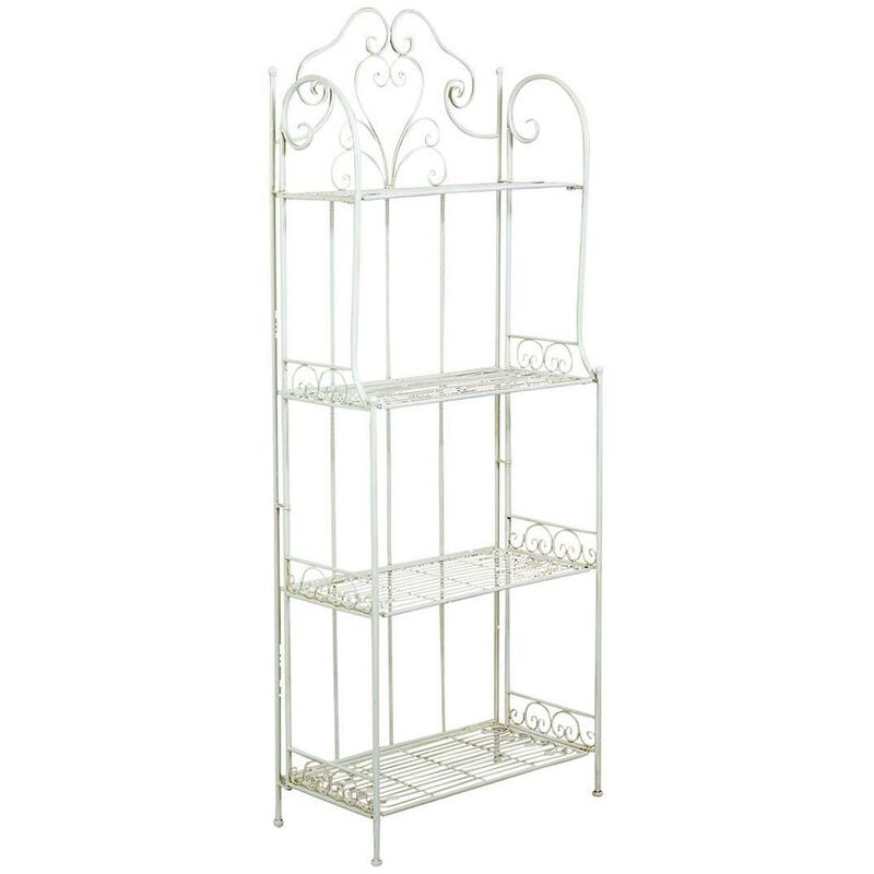 Mutipurpose wrought iron made antiqued white finish W63xDP33xH165 cm sized collapsible tagre
