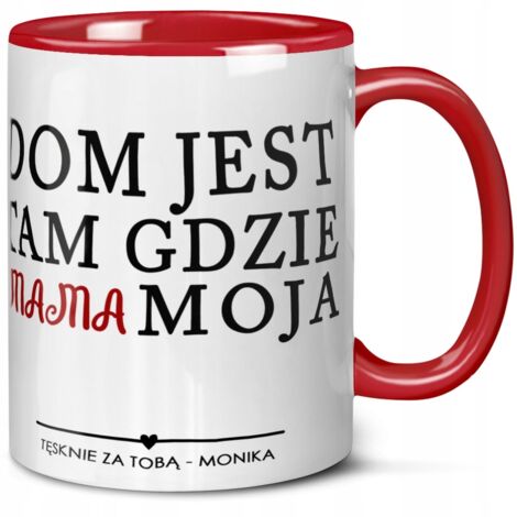 Muttertagsgeschenk: Rote Tasse „Zuhause ist, wo die Mutter ist“ + Name des Kindes