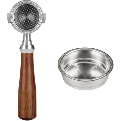 Muv na Delonghi ECO310 Coffee Handle Double Cup Filter 51mm Zwei Ohren CP35.31 Massivholz Bottomless Handle Classic EC680 Handle + 2 Powder Bowls - 2 Inklusive Filterkorb