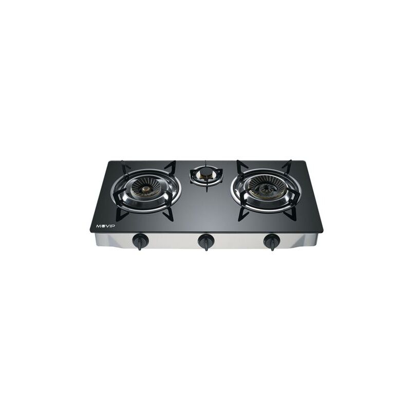 Muvip Brûleurs secondaires pour barbecues et fumoirs de the Brand Cooker Model de Gas INOX 3 Burner - Tempered Glass - Piezoelectric Ignition