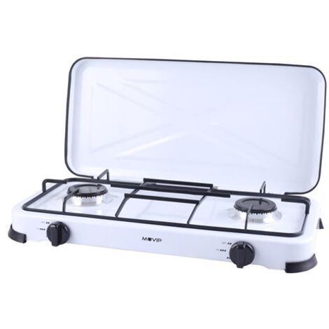 Muvip cocina de gas 2 fuegos - encendido manual - rejillas extraibles - tapa protectora