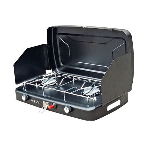 Muvip cucina de gas 2 fuochi + paravento - paravento - base antiscivolo - colore nero