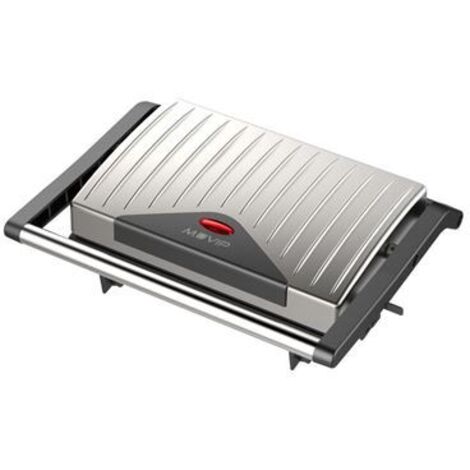 Muvip grilladeur en acier inoxydable 750w - plaque supérieure inclinable - pression uniforme - poignée cool-touch