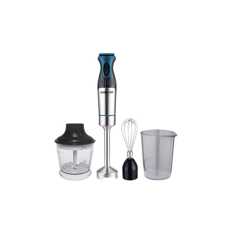 Muvip - mixeur plongeant en acier inoxydable 1200w + accessoires - 2 vitesses - contrôle de la vitesse - corps en acier inoxydable