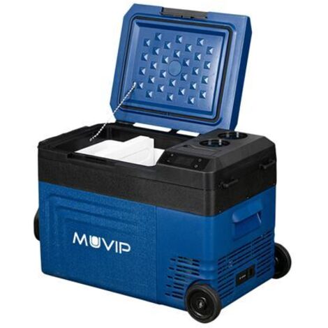 Muvip nevera compresor portatil blue 22 litros - temperatura entre -20º/+20º - 60w - doble zona - asas de transporte y tirador - ruedas - compresor silencioso - color azul