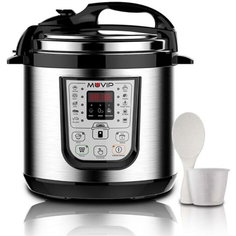 Muvip olla a presion electrica - 6 litros - 15 programas disponibles - 1000w - display led - acero inoxidable - totalmente desmontable - control de tiempo y temperatura