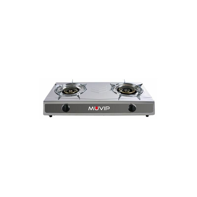 Muvip - serie strong cocina de gas inox 2 fuegos - encendido piezoelectrico - quemador de hierro fundido desmontable