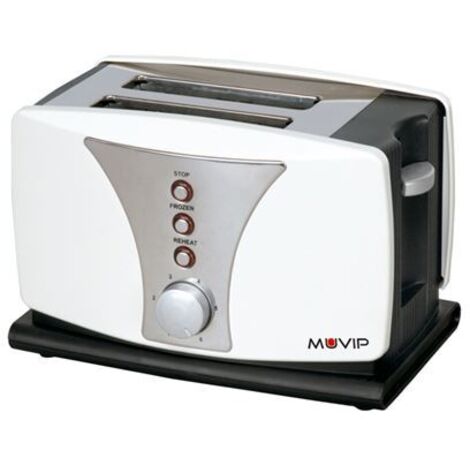 Muvip top design toaster 800w - capacité pour 2 tranches - 6 niveaux de grillage - fonction de chauffage, de décongélation et de réchauffage - arrêt automatique et manuel