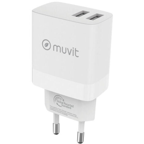 muvit for change cargador de pared 2 USB 3.4A blanco