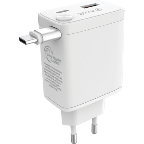 Muvit for change cargador de pared retráctil tipo c pd 30w blanco