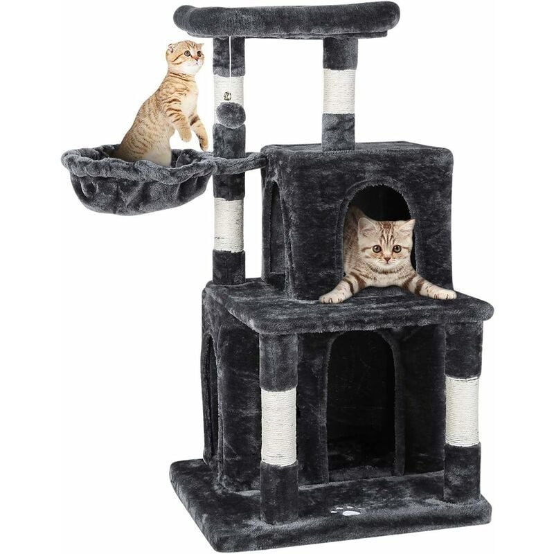 

MVPOWER 108cm Poste rascador para gatos Árbol Poste rascador para gatos con plataforma de visualización Cuevas de felpa, cuna, bolas, árbol para