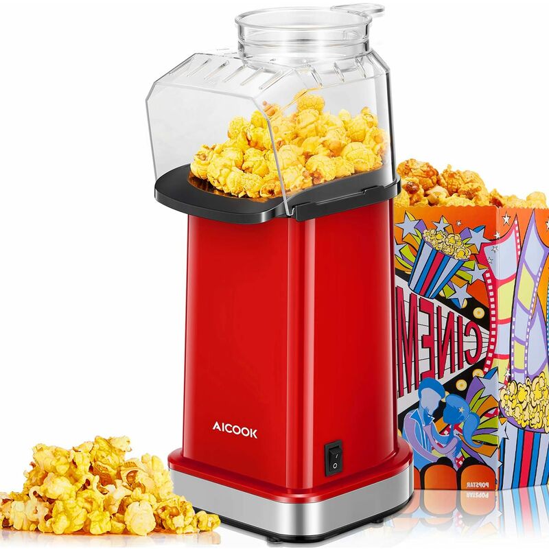 

1400W Máquina de palomitas de maíz para el hogar Diseño de gran calibre con taza medidora Aire caliente Sin grasa, Sin grasa, Sin aceite, Sin BPA